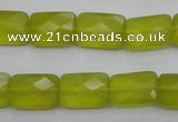 CKA280 15.5 inches 10*14mm faceted rectangle Korean jade gemstone beads