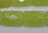 CKA283 15.5 inches 18*25mm faceted rectangle Korean jade gemstone beads