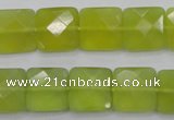 CKA286 15.5 inches 14*14mm faceted square Korean jade gemstone beads