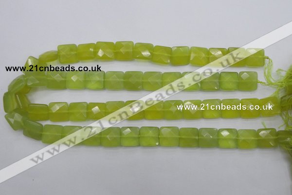 CKA286 15.5 inches 14*14mm faceted square Korean jade gemstone beads