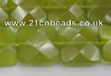 CKA287 15.5 inches 20*20mm faceted square Korean jade gemstone beads