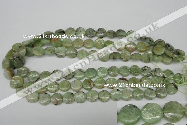 CKC254 15.5 inches 12mm flat round natural green kyanite beads