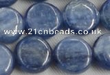 CKC514 15.5 inches 14mm flat round natural Brazilian kyanite beads