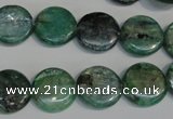 CKC60 15.5 inches 14mm flat round natural green kyanite beads