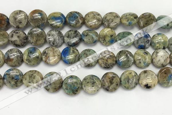 CKJ487 15.5 inches 11mm flat round natural k2 jasper beads