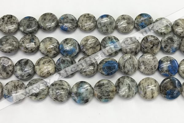 CKJ493 15.5 inches 11mm flat round natural k2 jasper beads