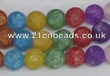 CKQ04 15.5 inches 10mm round matte dyed crackle quartz beads