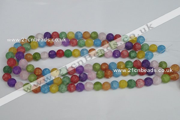 CKQ04 15.5 inches 10mm round matte dyed crackle quartz beads