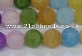 CKQ05 15.5 inches 12mm round matte dyed crackle quartz beads