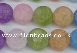 CKQ06 15.5 inches 14mm round matte dyed crackle quartz beads