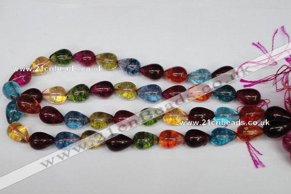 CKQ110 15.5 inches 12*18mm teardrop dyed crackle quartz beads