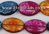 CKQ121 15.5 inches 18*25mm oval dyed crackle quartz beads