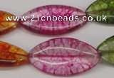 CKQ124 15.5 inches 15*30mm marquise dyed crackle quartz beads