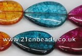 CKQ125 15.5 inches 18*25mm flat teardrop dyed crackle quartz beads