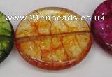 CKQ130 15.5 inches 35mm flat round dyed crackle quartz beads