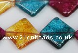 CKQ132 15.5 inches 20*20mm diamond dyed crackle quartz beads