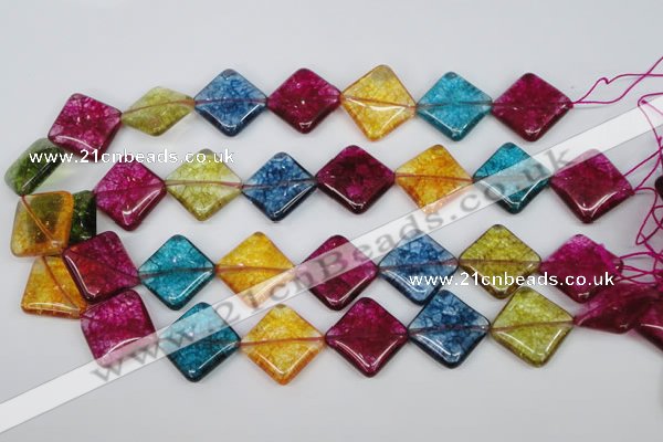 CKQ132 15.5 inches 20*20mm diamond dyed crackle quartz beads