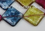 CKQ133 15.5 inches 25*25mm diamond dyed crackle quartz beads