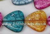 CKQ136 15.5 inches 25*25mm triangle dyed crackle quartz beads