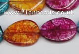 CKQ140 15.5 inches 20*30mm twisted oval dyed crackle quartz beads