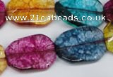 CKQ142 15.5 inches 18*25mm twisted rectangle dyed crackle quartz beads