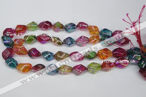 CKQ150 15.5 inches 15*20mm twisted rice AB-color crackle quartz beads