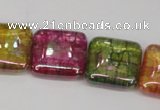 CKQ155 15.5 inches 20*20mm square AB-color crackle quartz beads