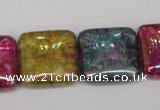 CKQ156 15.5 inches 25*25mm square AB-color crackle quartz beads