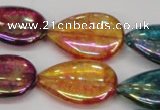 CKQ158 15.5 inches 18*25mm flat teardrop AB-color crackle quartz beads