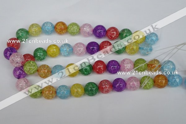 CKQ16 15.5 inches 14mm round dyed crackle quartz beads wholesale