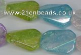 CKQ164 15.5 inches 18*25mm twisted rectangle AB-color crackle quartz beads