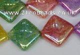 CKQ167 15.5 inches 20*20mm diamond AB-color crackle quartz beads