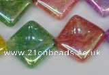 CKQ168 15.5 inches 25*25mm diamond AB-color crackle quartz beads