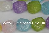 CKQ178 15.5 inches 16mm faceted coin dyed crackle quartz beads