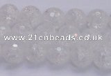 CKQ344 15.5 inches 8mm faceted round dyed crackle quartz beads