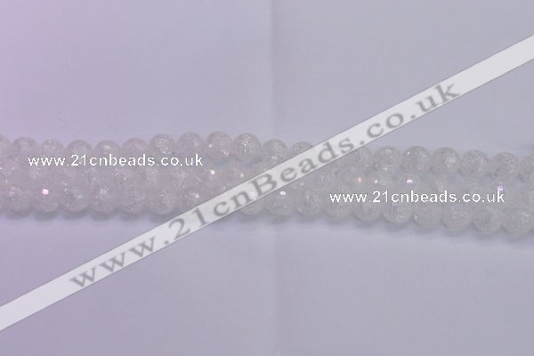 CKQ344 15.5 inches 8mm faceted round dyed crackle quartz beads