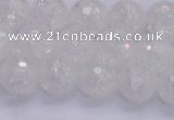 CKQ345 15.5 inches 10mm faceted round dyed crackle quartz beads