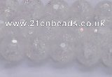 CKQ345 15.5 inches 10mm faceted round dyed crackle quartz beads