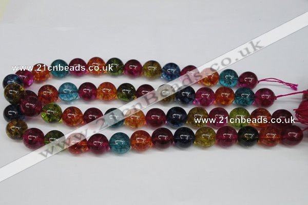 CKQ35 15.5 inches 14mm round dyed crackle quartz beads wholesale