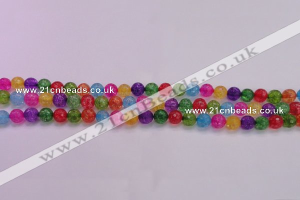 CKQ350 15.5 inches 6mm faceted round dyed crackle quartz beads