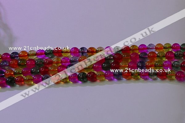 CKQ390 15.5 inches 4mm round dyed crackle quartz beads wholesale