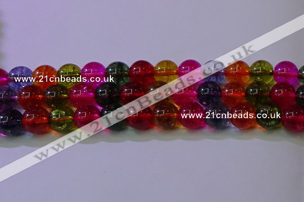 CKQ392 15.5 inches 8mm round dyed crackle quartz beads