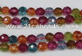 CKQ41 15.5 inches 6mm faceted round dyed crackle quartz beads