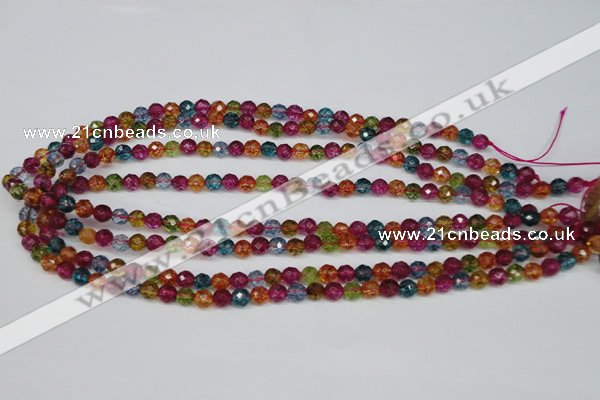 CKQ41 15.5 inches 6mm faceted round dyed crackle quartz beads