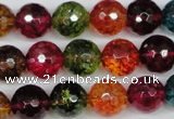 CKQ44 15.5 inches 12mm faceted round dyed crackle quartz beads