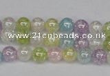 CKQ61 15.5 inches 6mm round AB-color dyed crackle quartz beads