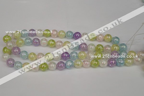 CKQ64 15.5 inches 12mm round AB-color dyed crackle quartz beads