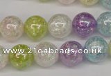 CKQ65 15.5 inches 14mm round AB-color dyed crackle quartz beads