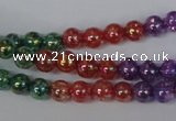 CKQ71 15.5 inches 6mm round AB-color dyed crackle quartz beads