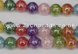 CKQ72 15.5 inches 8mm round AB-color dyed crackle quartz beads